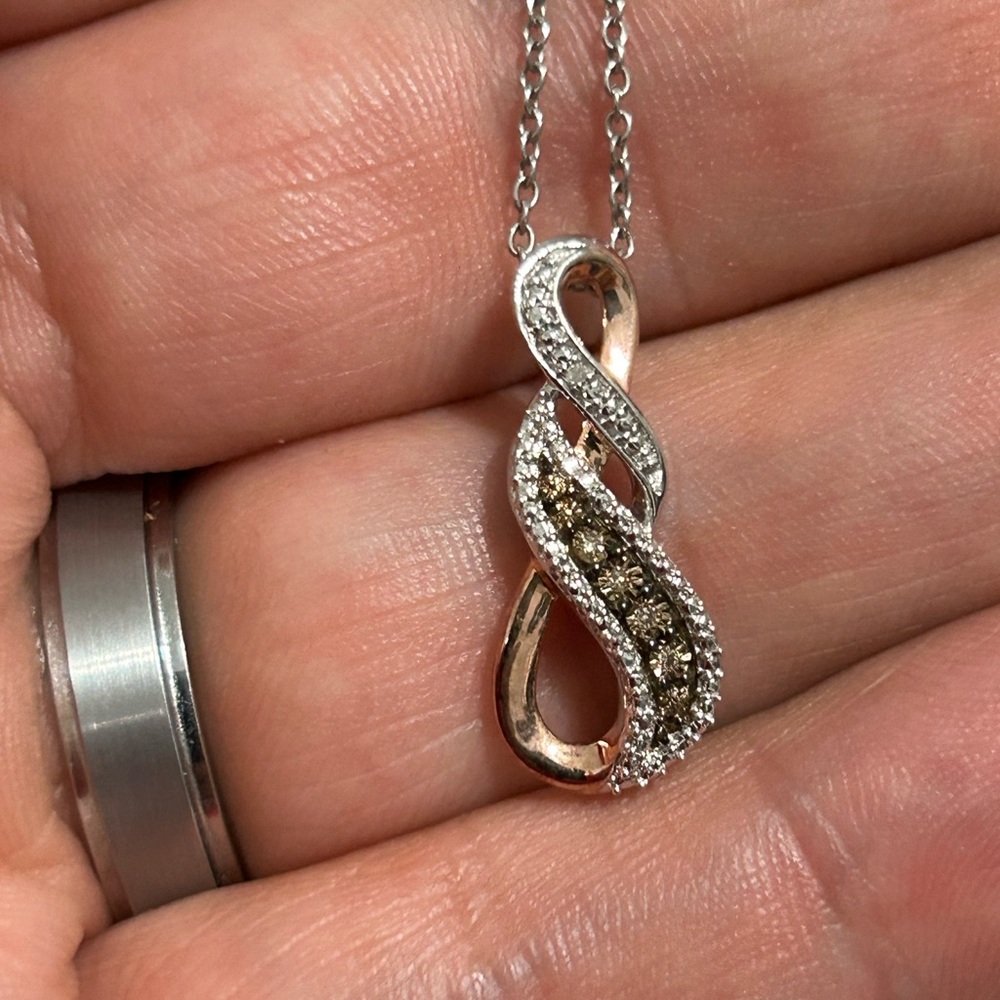 Sterling Silver and Diamond Twist Pendant Necklace